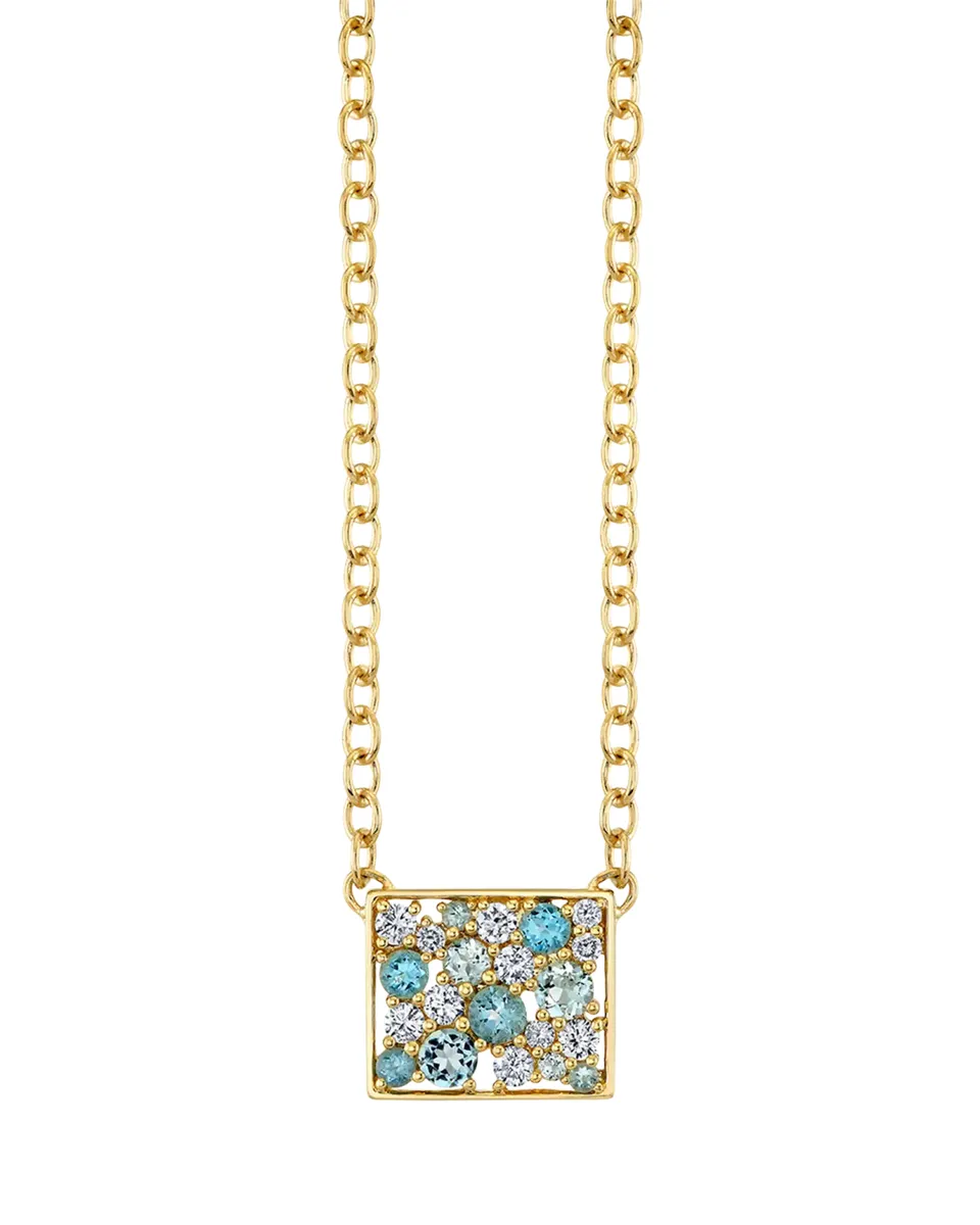 Sydney Evan 14K Diamond, Topaz and Aquamarine Rectangular Cocktail Fixed Pendant Necklace | Thumbnail 2 Sydney Evan 14K Diamond, Topaz and Aquamarine Rectangular Cocktail Fixed Pendant Necklace | Thumbnail 2