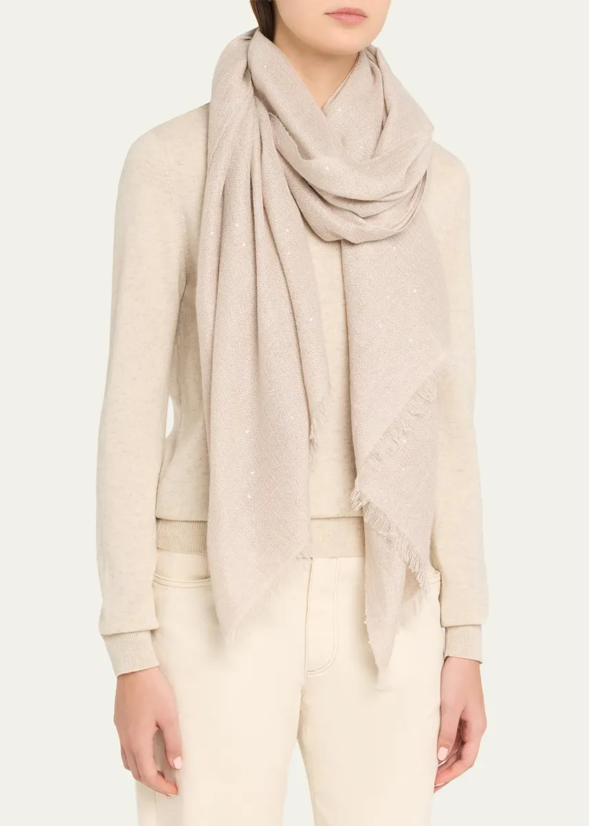 Brunello Cucinelli Sparkling Cashmere and Silk Scarf | Thumbnail 3 Brunello Cucinelli Sparkling Cashmere and Silk Scarf | Thumbnail 3