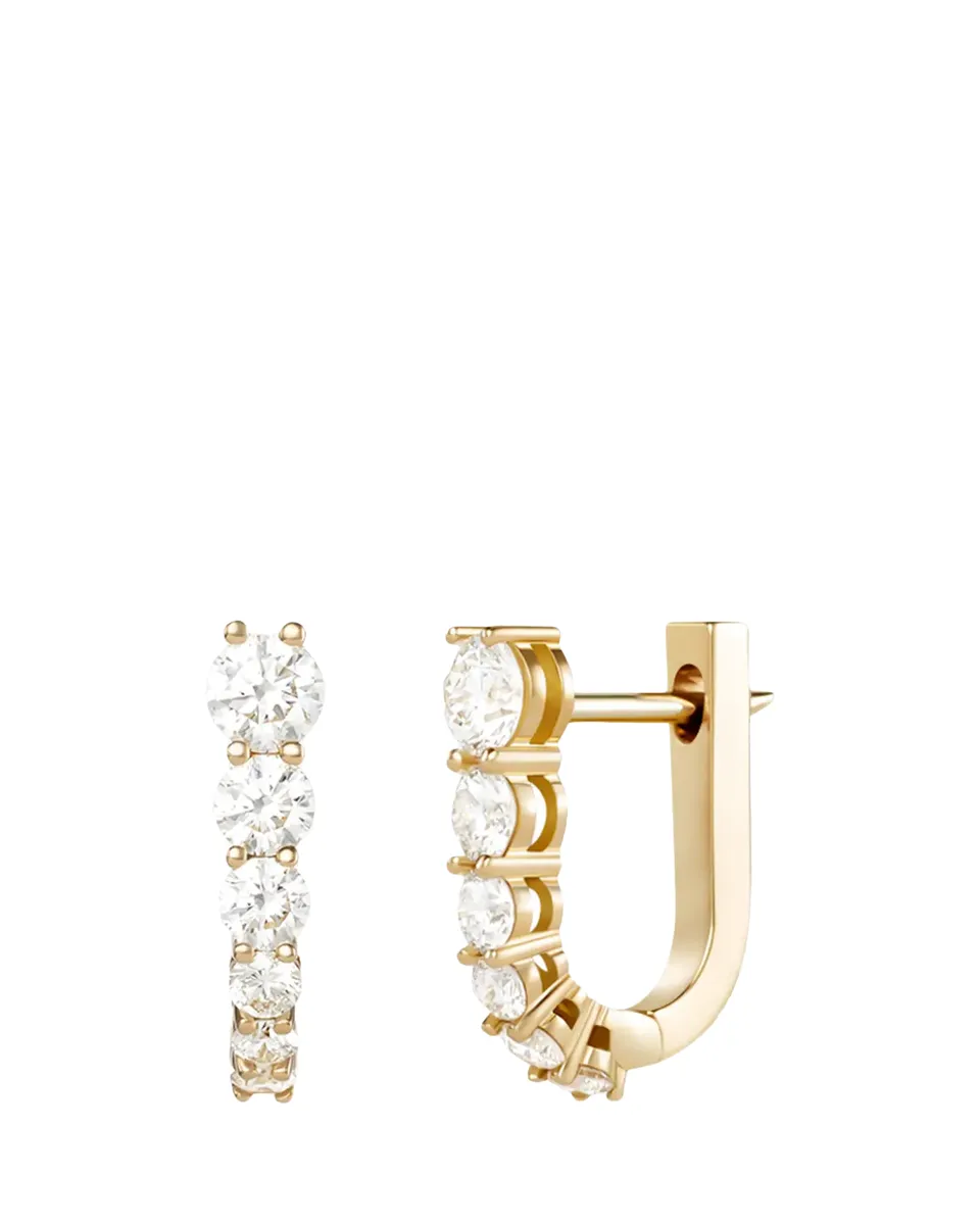 Melissa Kaye 18K Yellow Gold Aria U Huggie Hoop Earrings with Diamonds | Thumbnail 2 Melissa Kaye 18K Yellow Gold Aria U Huggie Hoop Earrings with Diamonds | Thumbnail 2