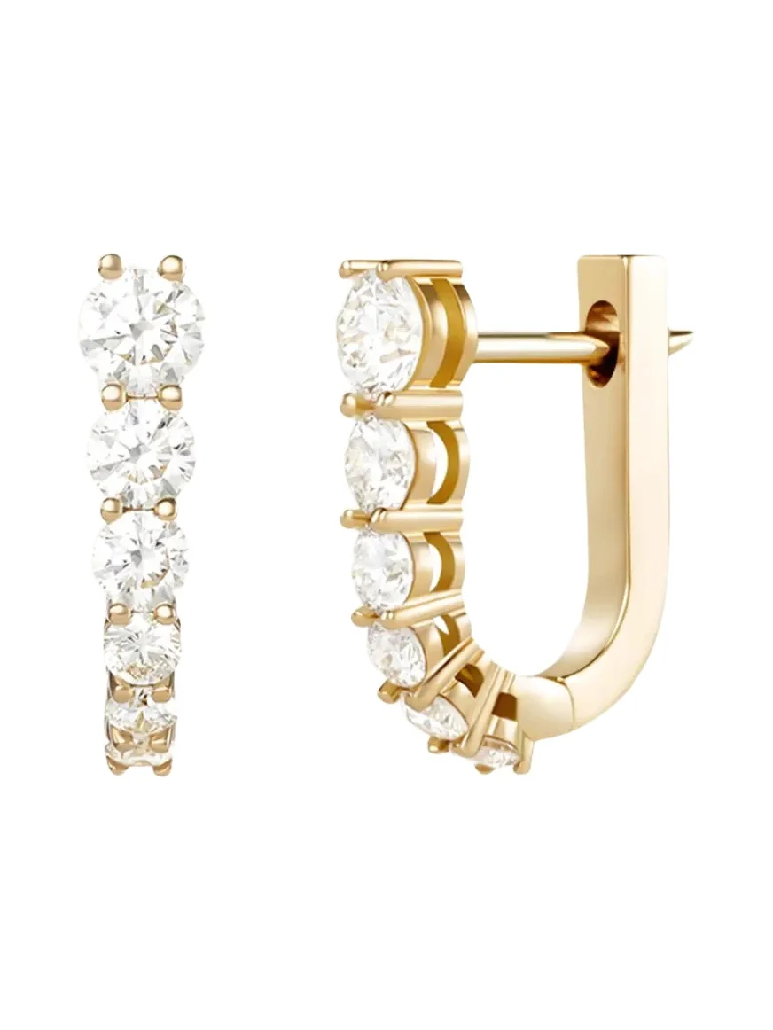Melissa Kaye 18K Yellow Gold Aria U Huggie Hoop Earrings with Diamonds