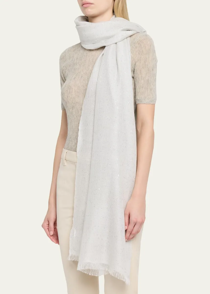 Brunello Cucinelli Sparkling Cashmere and Silk Scarf | Thumbnail 3