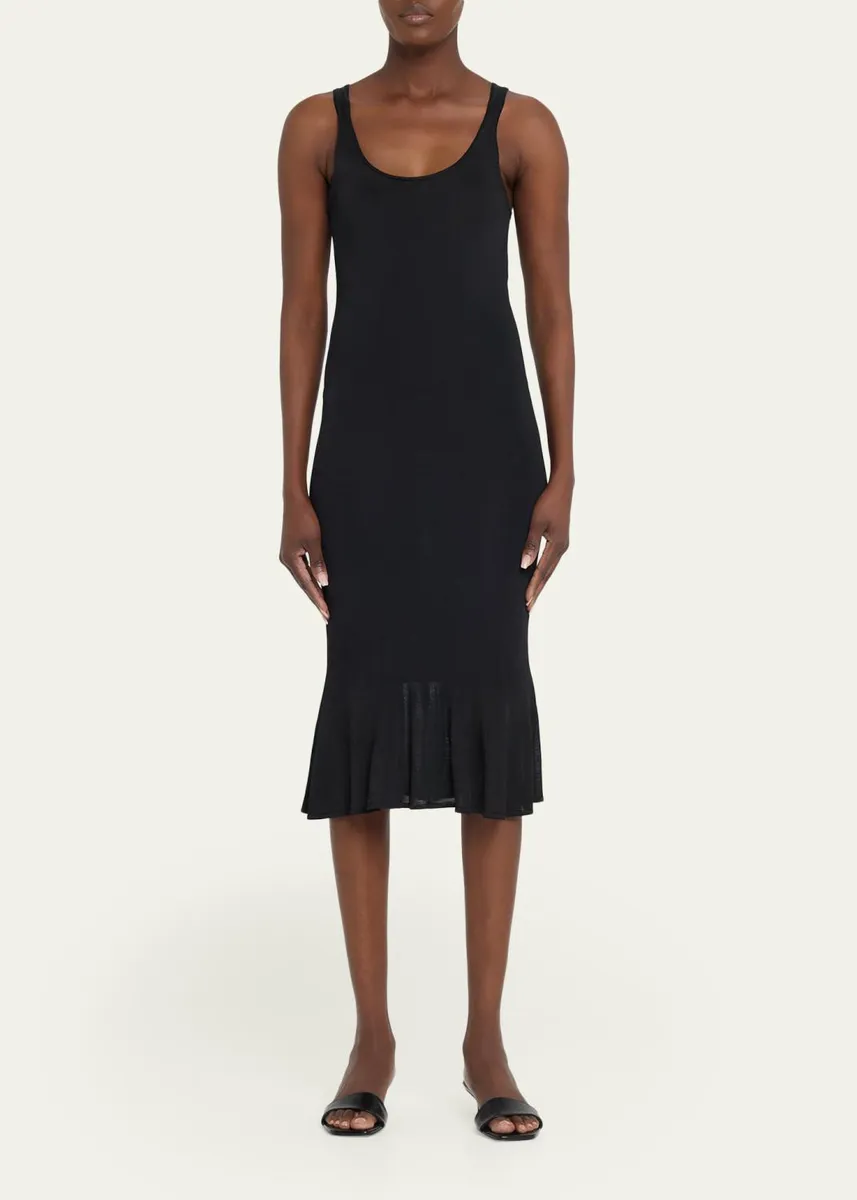 TOTEME Fluted Hem Sleeveless Midi Dress | Thumbnail 2 TOTEME Fluted Hem Sleeveless Midi Dress | Thumbnail 2