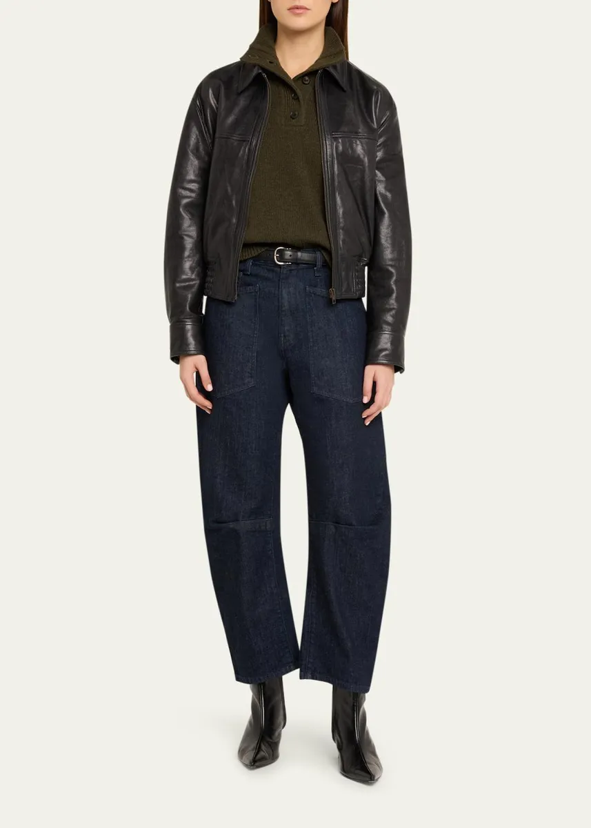 Nili Lotan Aime Zipped Leather Bomber Jacket | Thumbnail 2