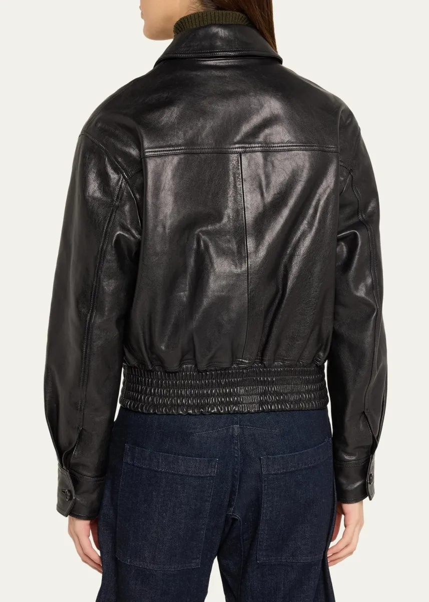 Nili Lotan Aime Zipped Leather Bomber Jacket | Thumbnail 3