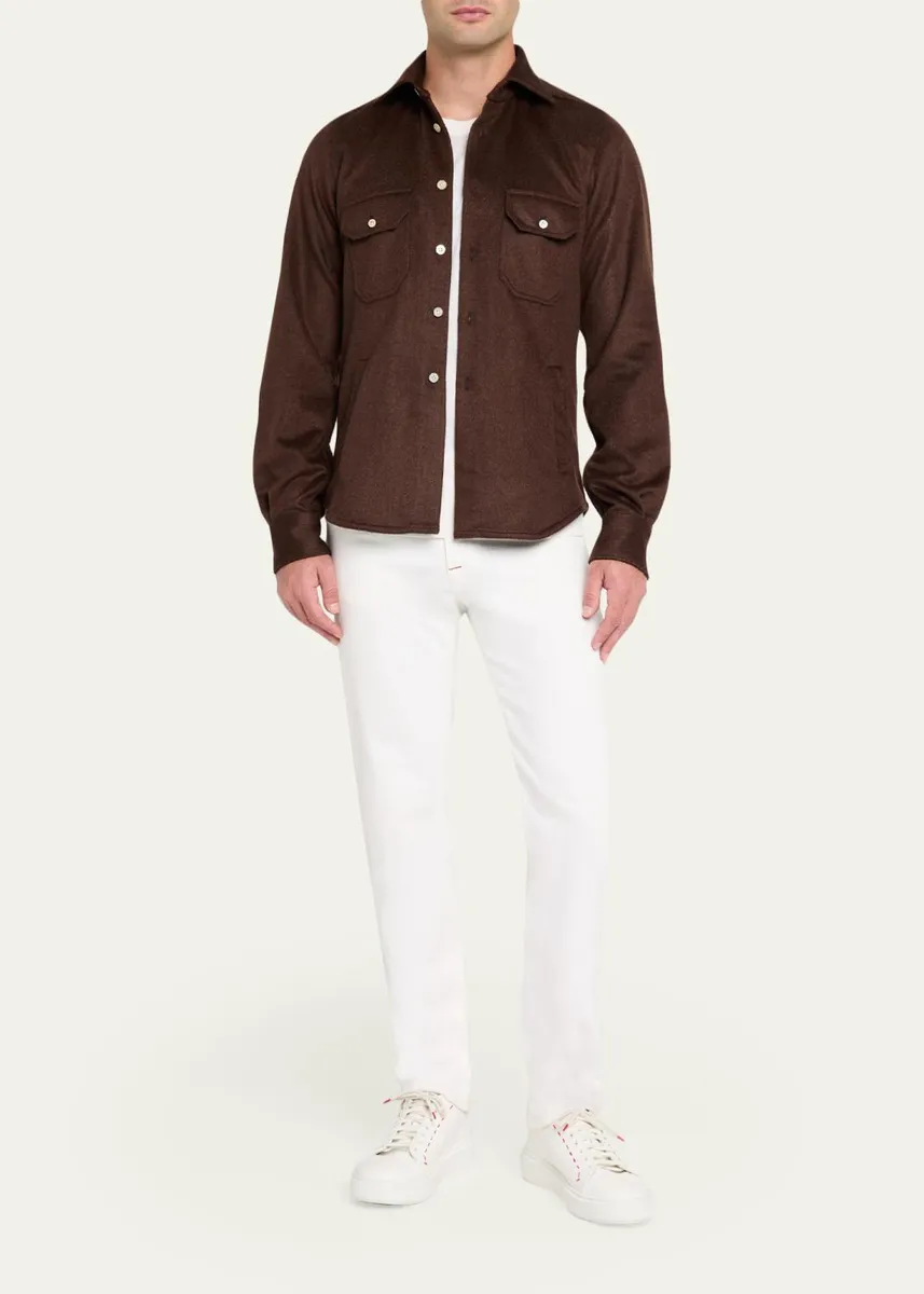 Kiton Men's Cashmere and Wool Flap-Pocket Overshirt | Thumbnail 2 Kiton Men's Cashmere and Wool Flap-Pocket Overshirt | Thumbnail 2