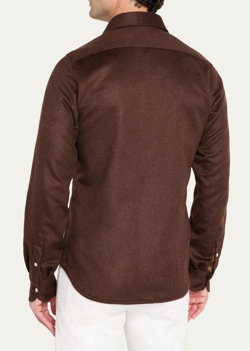 Kiton Men's Cashmere and Wool Flap-Pocket Overshirt | Thumbnail 3 Kiton Men's Cashmere and Wool Flap-Pocket Overshirt | Thumbnail 3