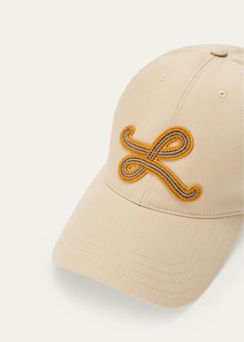 Loewe Men's L-Patch Cotton Baseball Cap | Thumbnail 2 Loewe Men's L-Patch Cotton Baseball Cap | Thumbnail 2