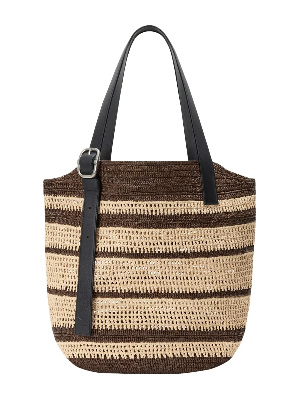 Loewe x Paula's Ibiza Loop Striped Raffia Basket Tote Bag