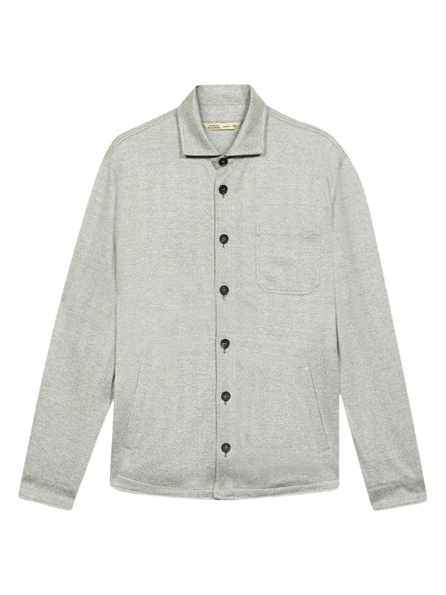Baldassari Men's Linen, Silk and Cotton Herringbone Overshirt