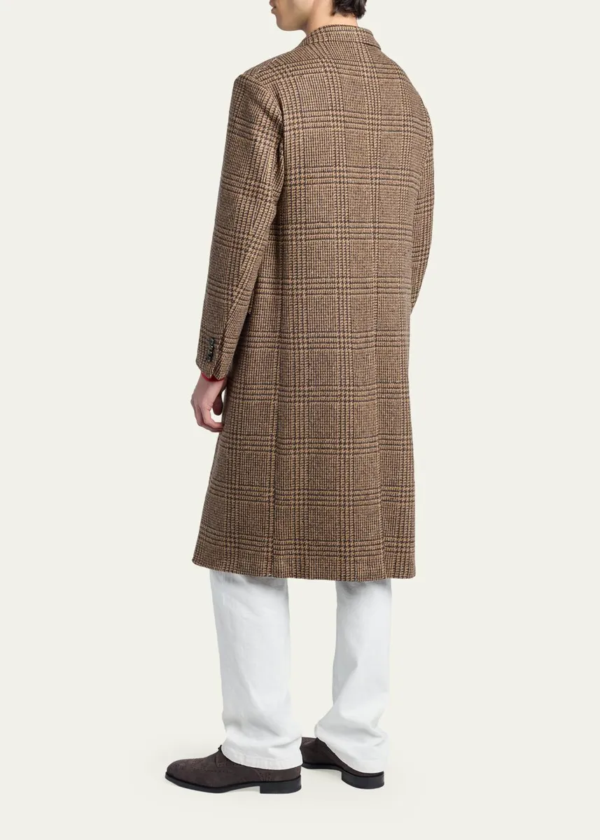 Kiton Men's Glen Plaid Cashmere and Virgin Wool Overcoat | Thumbnail 3 Kiton Men's Glen Plaid Cashmere and Virgin Wool Overcoat | Thumbnail 3