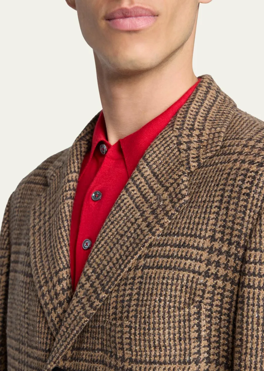 Kiton Men's Glen Plaid Cashmere and Virgin Wool Overcoat | Thumbnail 5 Kiton Men's Glen Plaid Cashmere and Virgin Wool Overcoat | Thumbnail 5