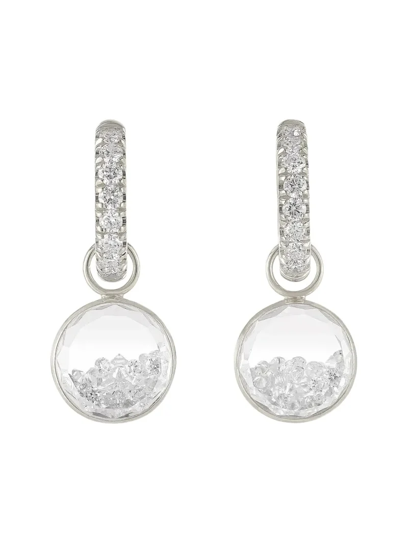18K White Gold Core Gala Huggie Earrings with Diamonds