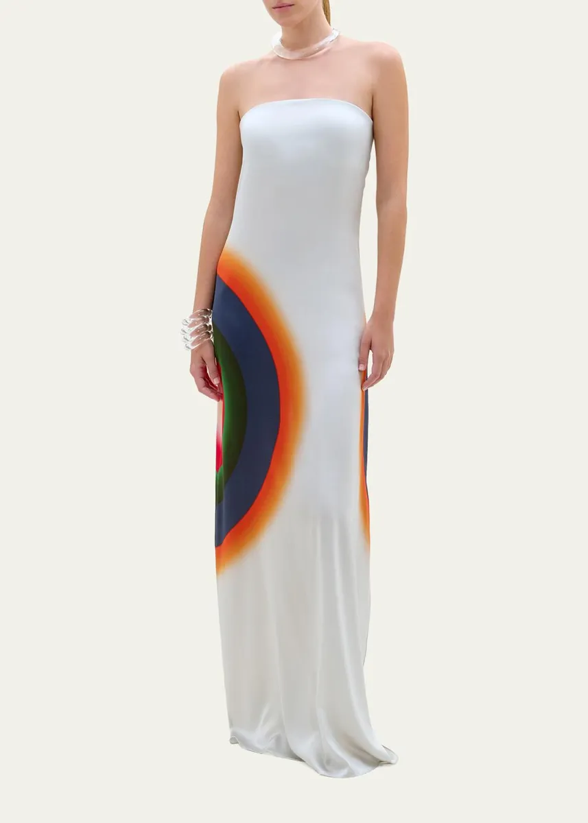 Silvia Tcherassi Bahiana Strapless Abstract-Print Silk Maxi Dress | Thumbnail 2