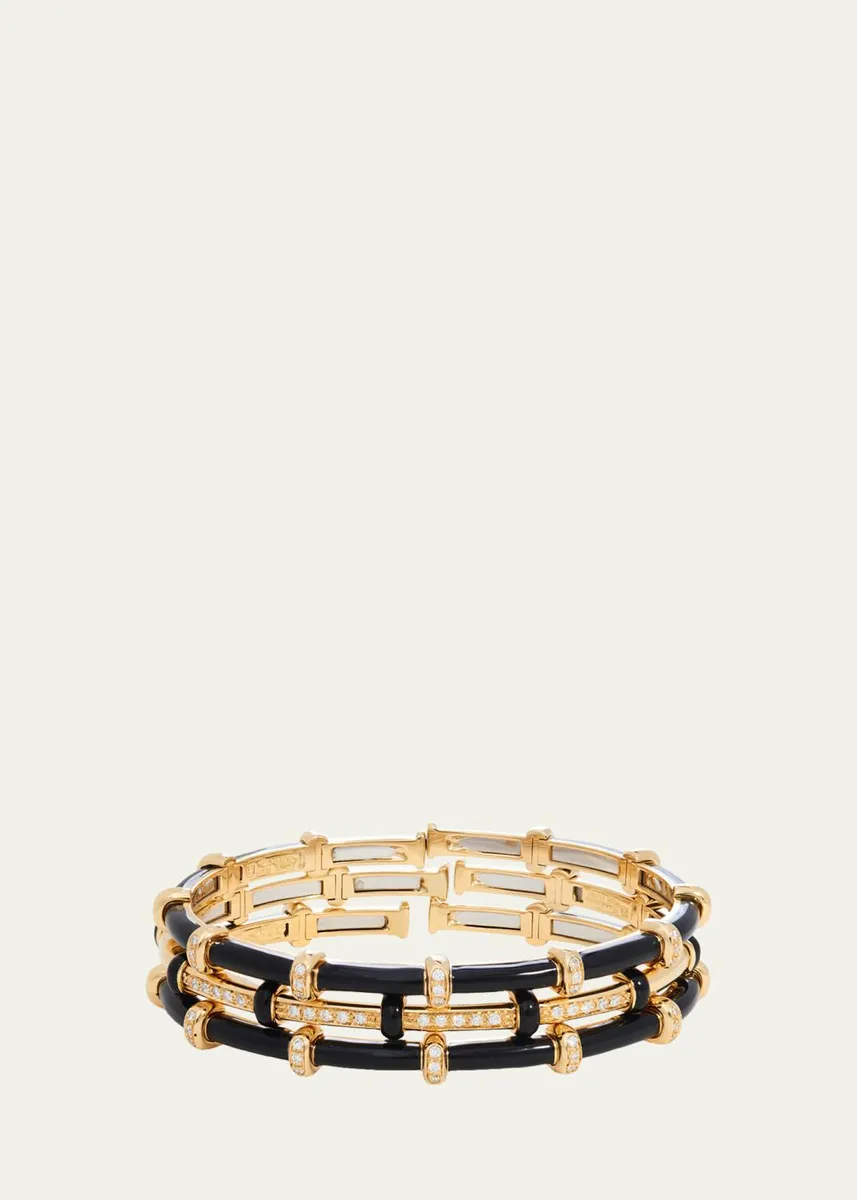 SIDNEY GARBER 18K Yellow Gold Black Enamel Carly Bracelet with Diamonds | Thumbnail 3