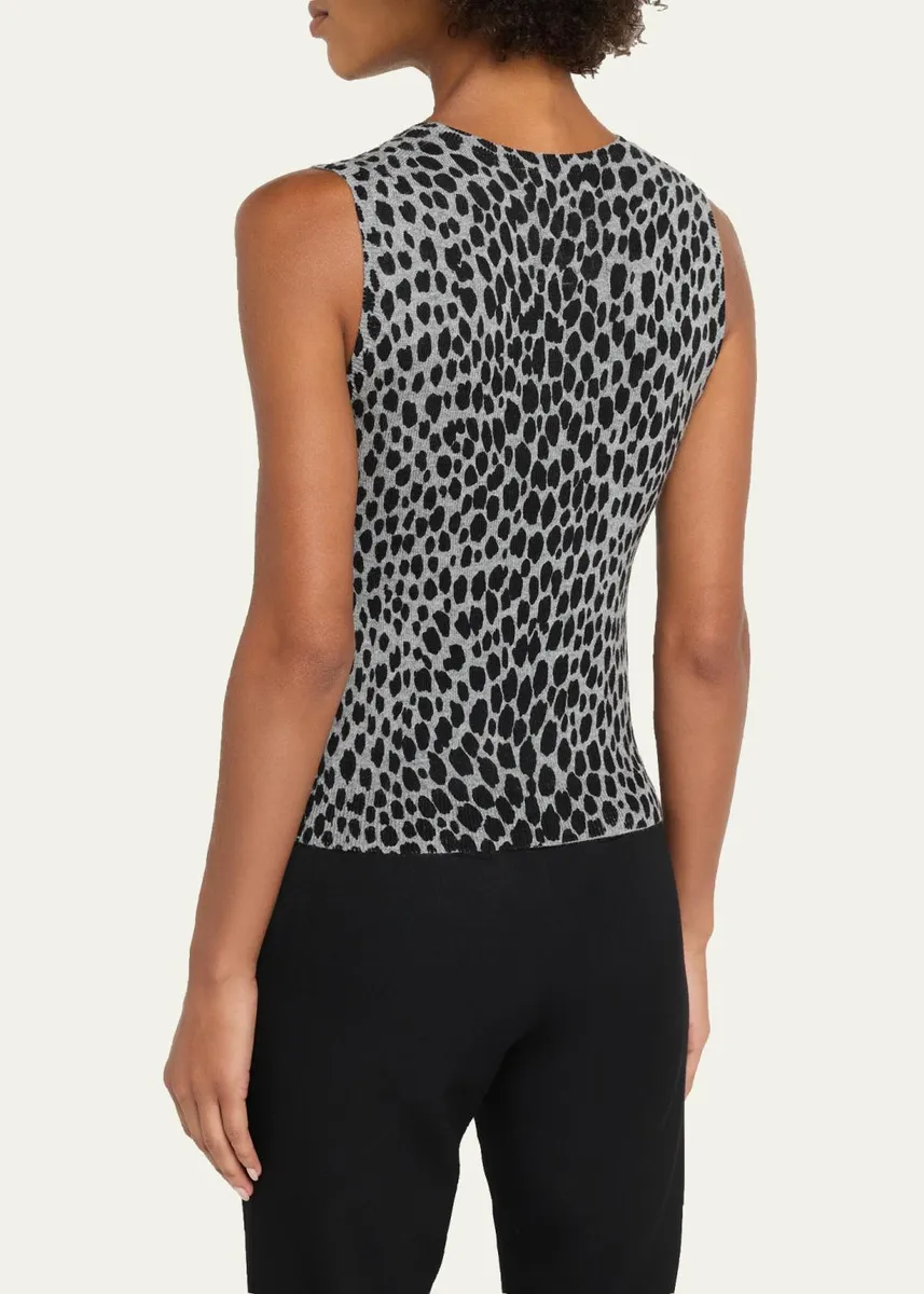 Nili Lotan Nessa Cheetah Cashmere Sweater Tank | Thumbnail 3