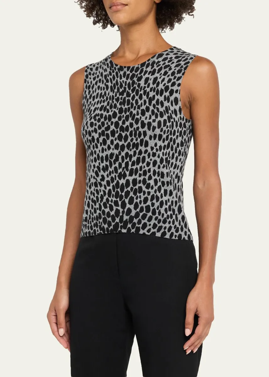 Nili Lotan Nessa Cheetah Cashmere Sweater Tank | Thumbnail 4