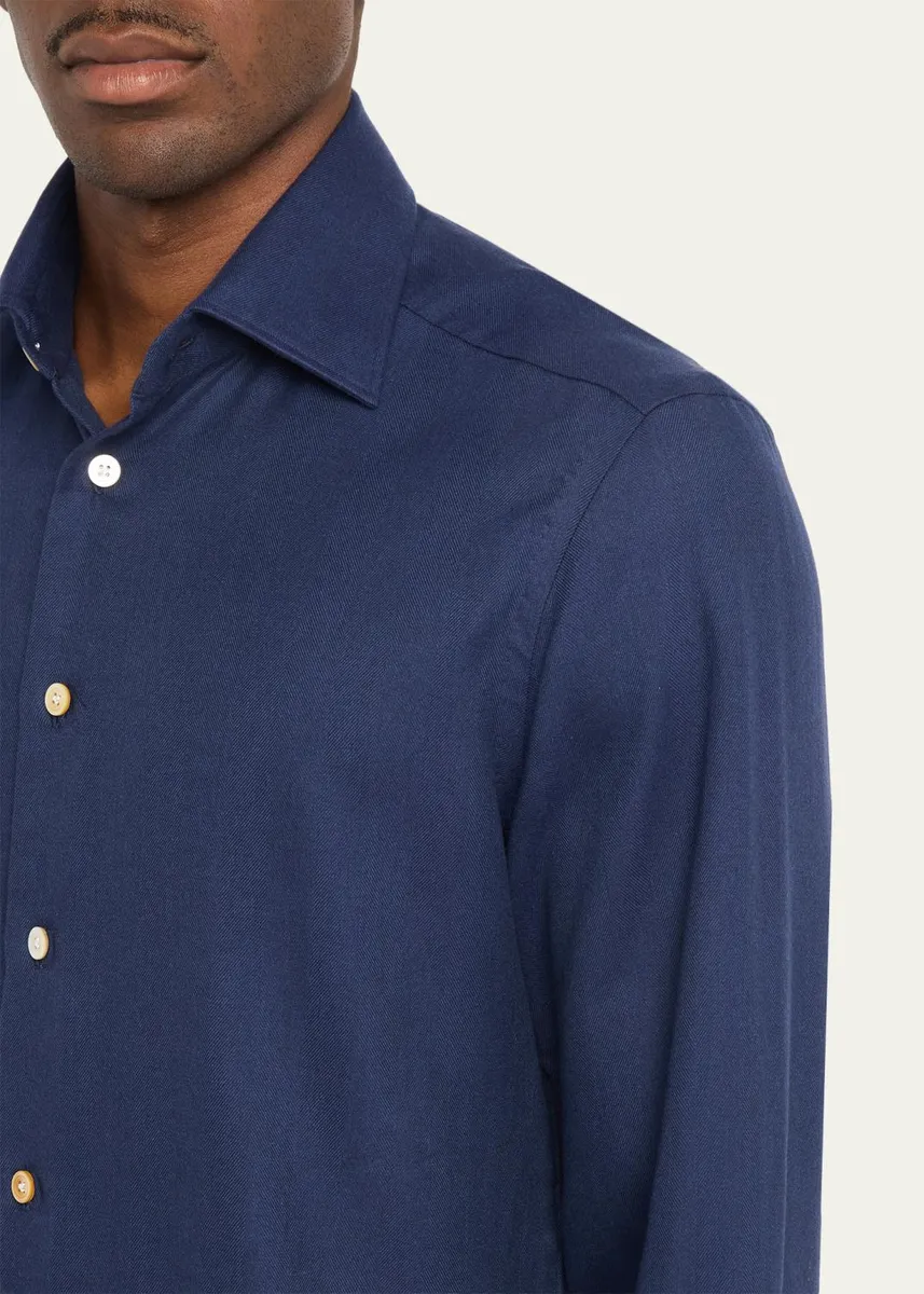 Kiton Men's Cotton and Lyocell Classic-Fit Sport Shirt | Thumbnail 5 Kiton Men's Cotton and Lyocell Classic-Fit Sport Shirt | Thumbnail 5