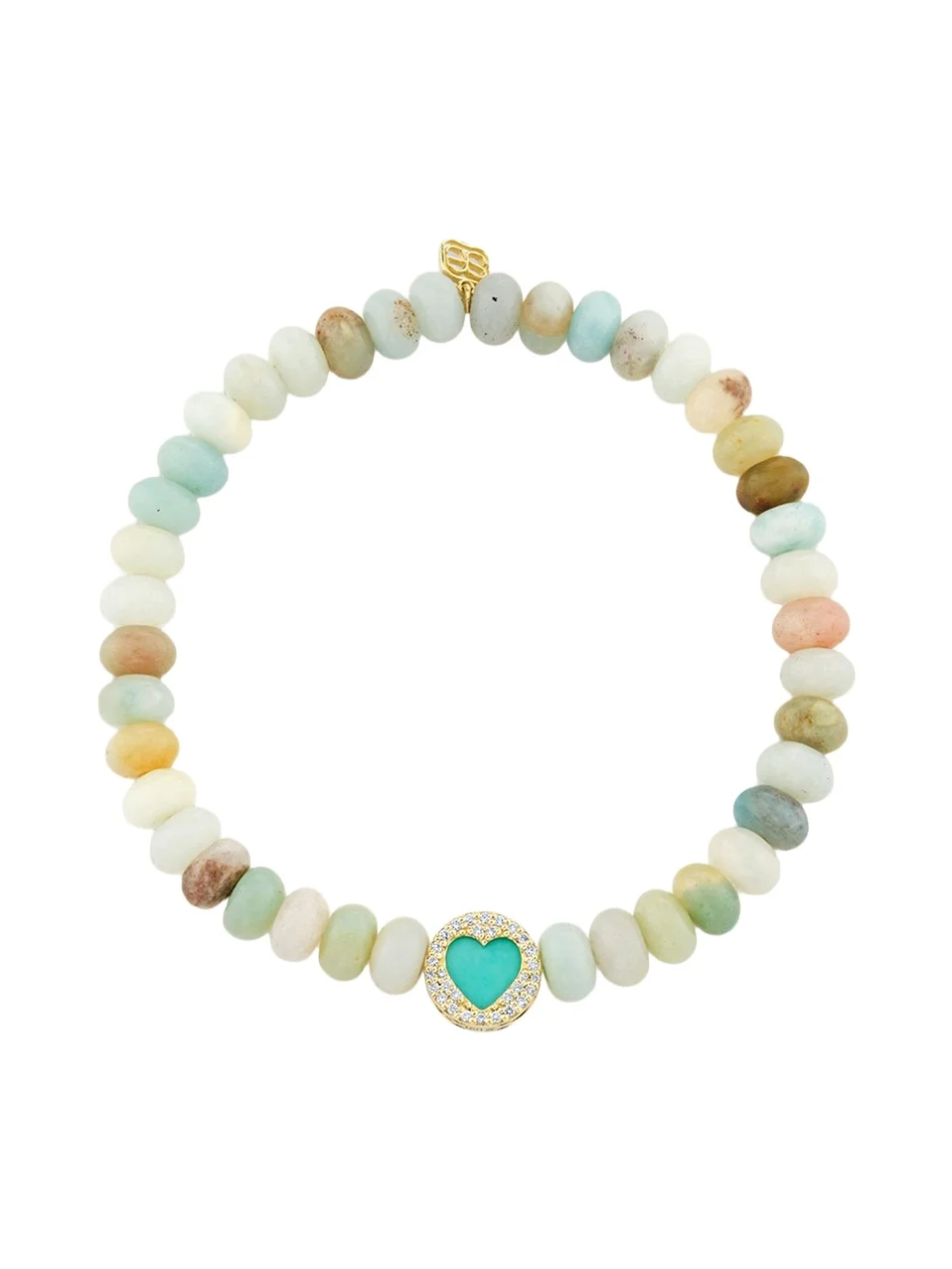 14K Yellow Gold, Amazonite, Turquoise & 0.01 TCW Diamond Beaded Heart Bracelet 14K Yellow Gold, Amazonite, Turquoise & 0.01 TCW Diamond Beaded Heart Bracelet