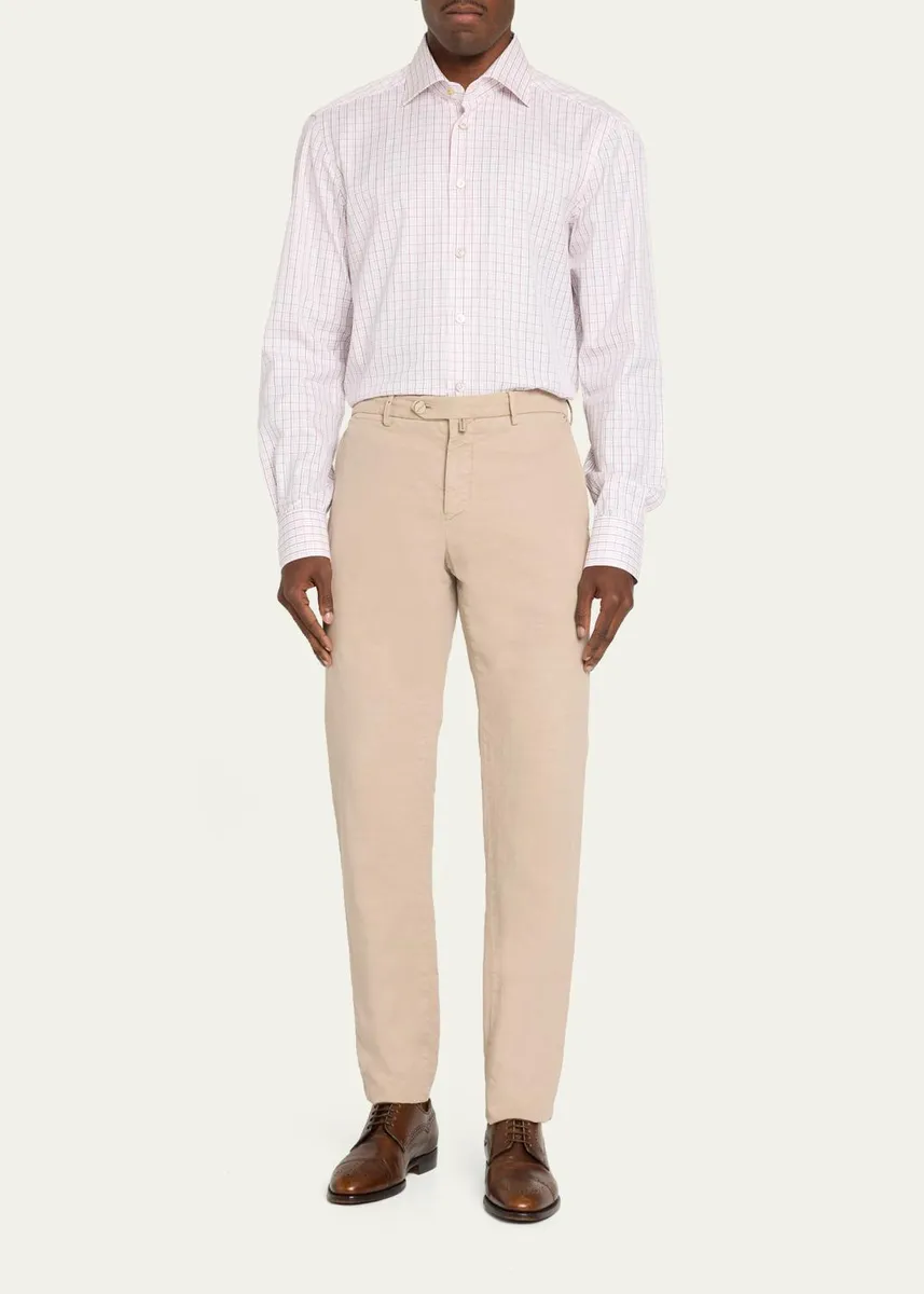 Kiton Men's Mini Check Cotton Sport Shirt | Thumbnail 2 Kiton Men's Mini Check Cotton Sport Shirt | Thumbnail 2