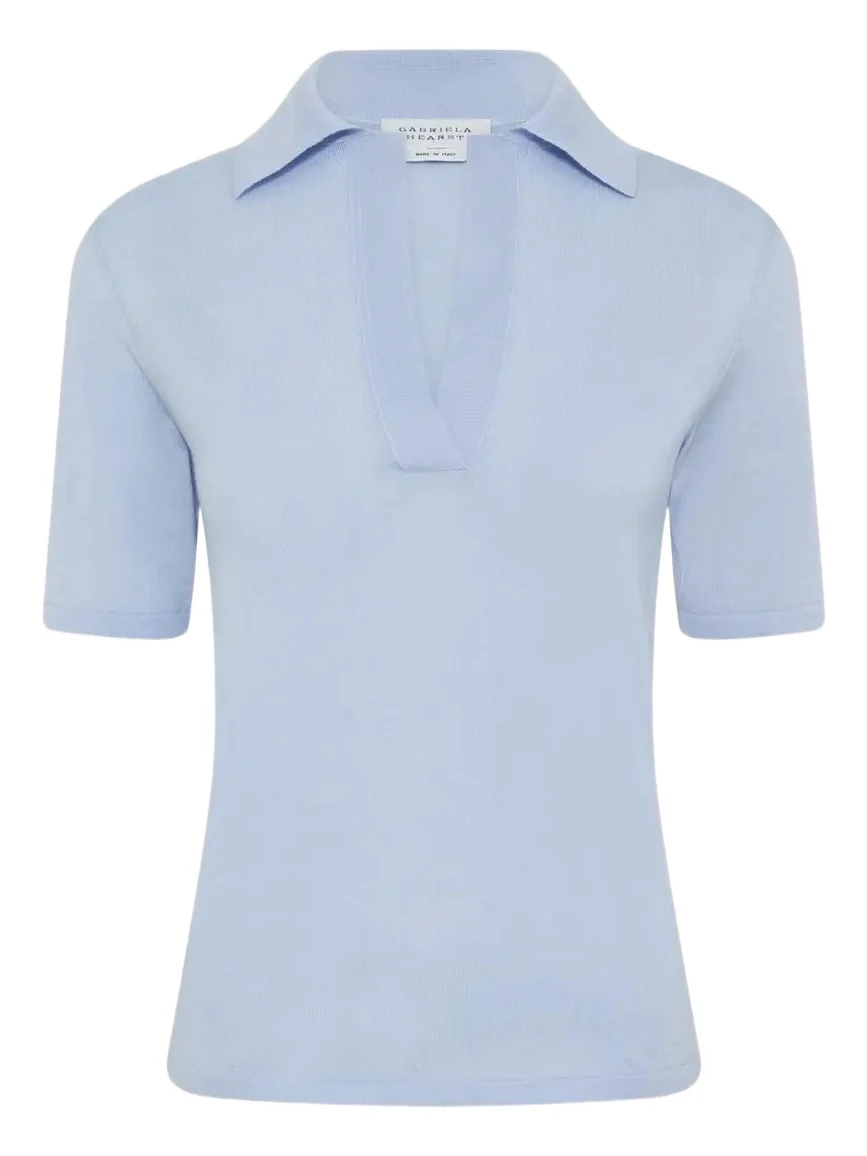 Caius Short-Sleeve Wool-Silk Polo Sweater Caius Short-Sleeve Wool-Silk Polo Sweater