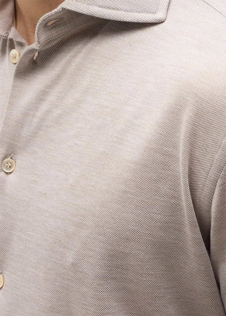 Baldassari Men's Silk and Cotton Pique Button-Down Shirt | Thumbnail 5
