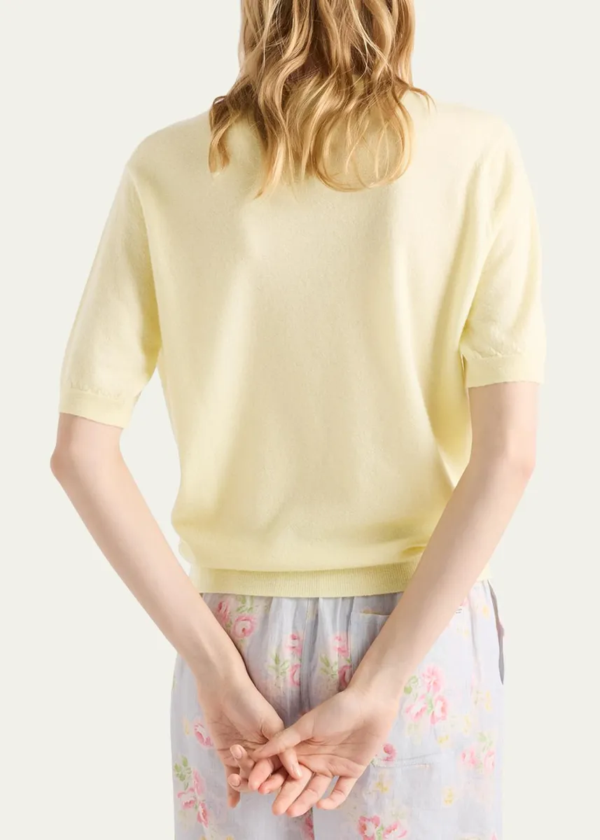 Prada Superfine Cashmere Short-Sleeve T-Shirt | Thumbnail 3 Prada Superfine Cashmere Short-Sleeve T-Shirt | Thumbnail 3