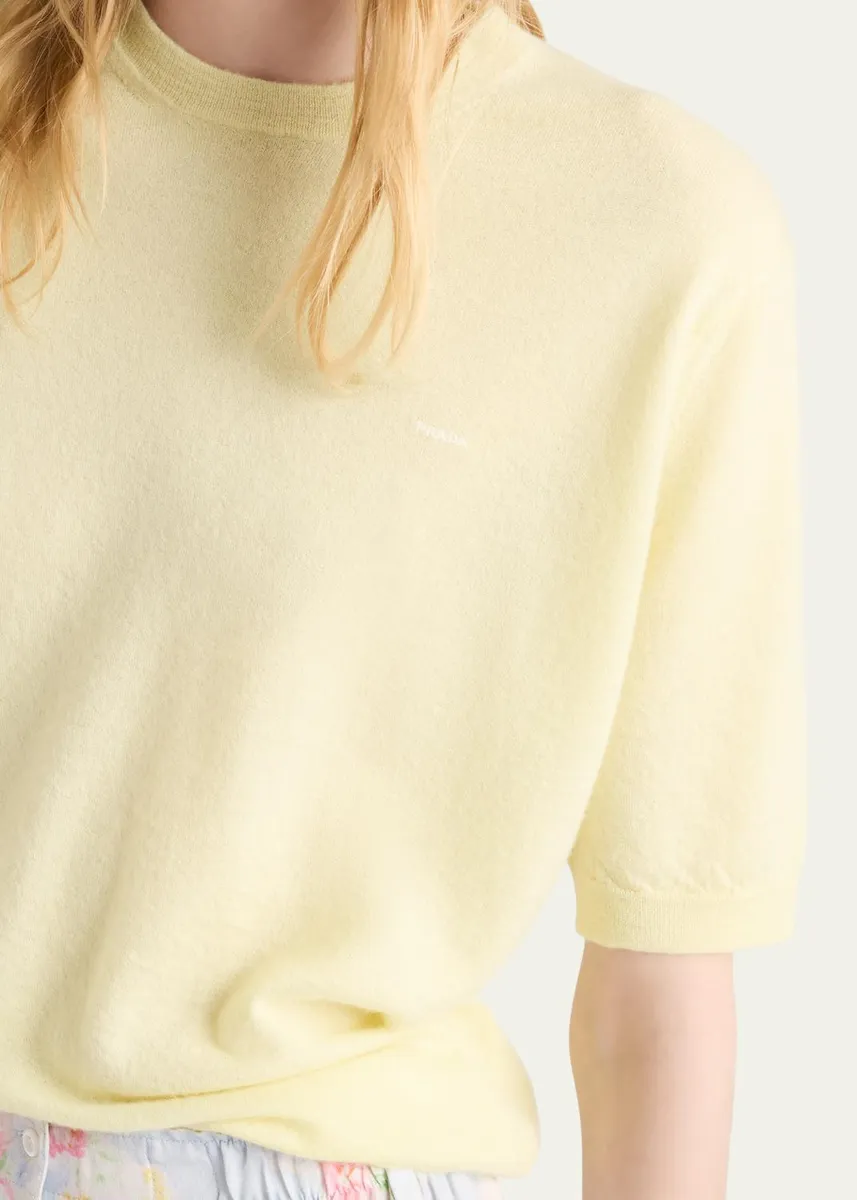 Prada Superfine Cashmere Short-Sleeve T-Shirt | Thumbnail 5 Prada Superfine Cashmere Short-Sleeve T-Shirt | Thumbnail 5
