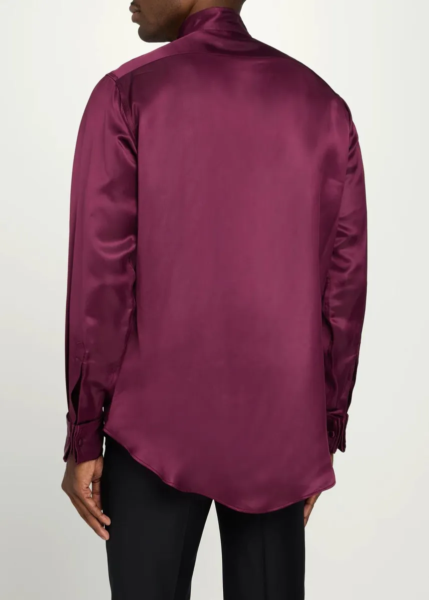 Sanderlak Men's Satin Pleated Tuxedo Shirt | Thumbnail 3 Sanderlak Men's Satin Pleated Tuxedo Shirt | Thumbnail 3