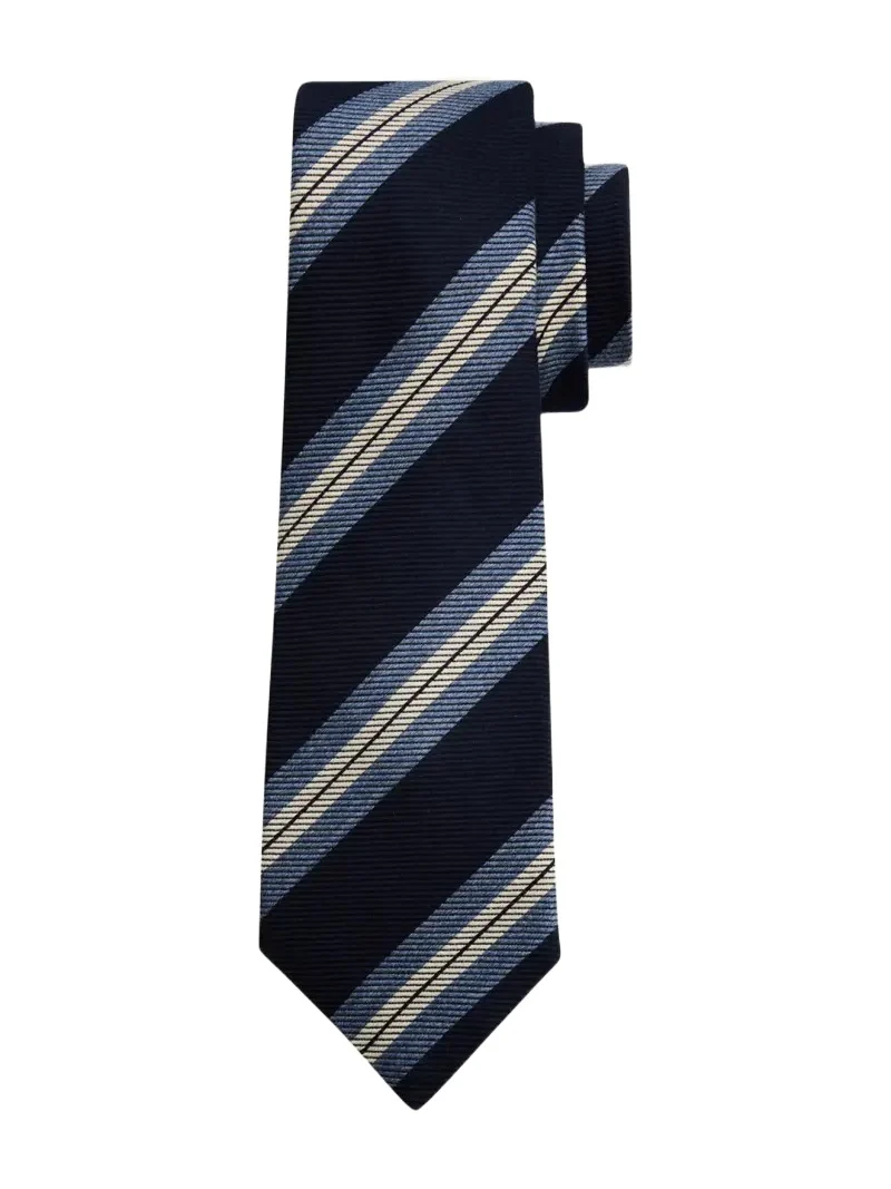 Kiton Men's Regimental Stripe Silk Sevenfold Tie