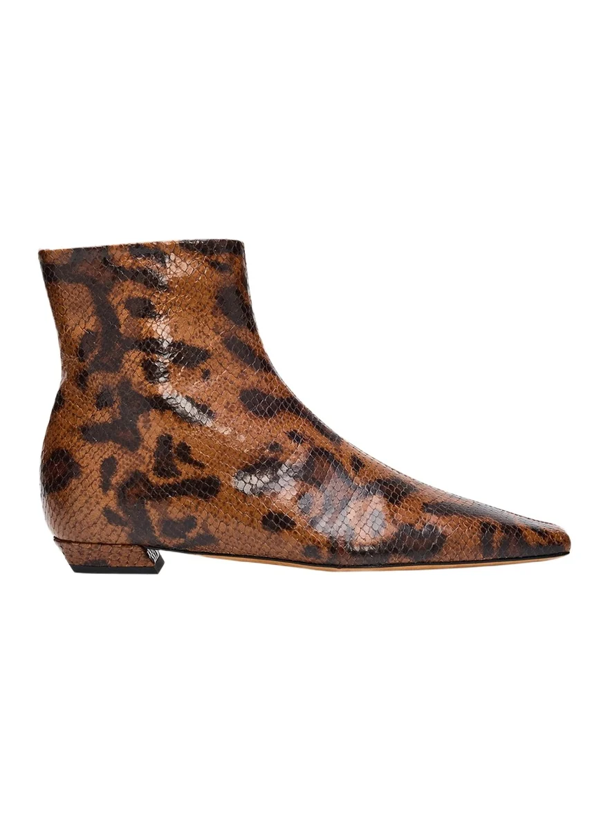Proenza Schouler Trap Snake-Embossed Leather Ankle Boots