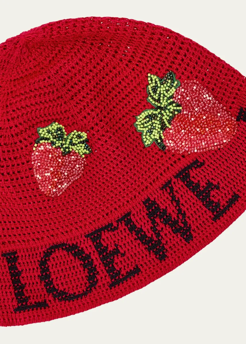 Loewe Strawberry Bucket Hat in Cotton | Thumbnail 2 Loewe Strawberry Bucket Hat in Cotton | Thumbnail 2