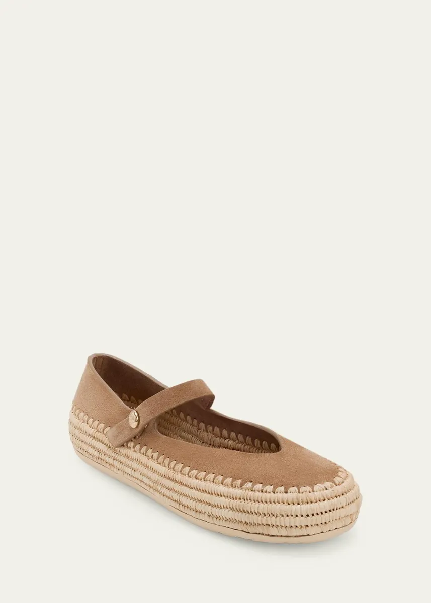 Loewe x Paula's Ibiza Rio Suede Mary Jane Espadrille Flats | Thumbnail 4