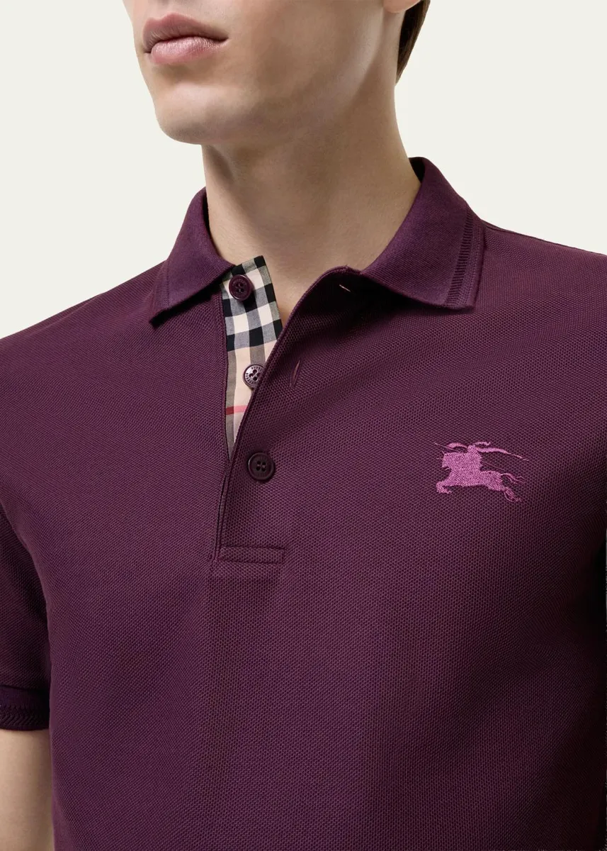 Burberry Men's Eddie Check-Placket Cotton Polo Shirt | Thumbnail 3 Burberry Men's Eddie Check-Placket Cotton Polo Shirt | Thumbnail 3
