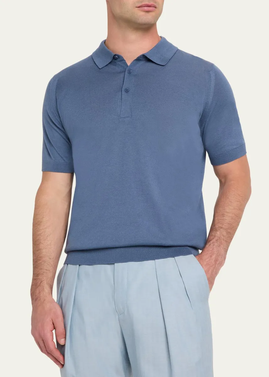 John Smedley Men's Cotton Polo Shirt | Thumbnail 4 John Smedley Men's Cotton Polo Shirt | Thumbnail 4