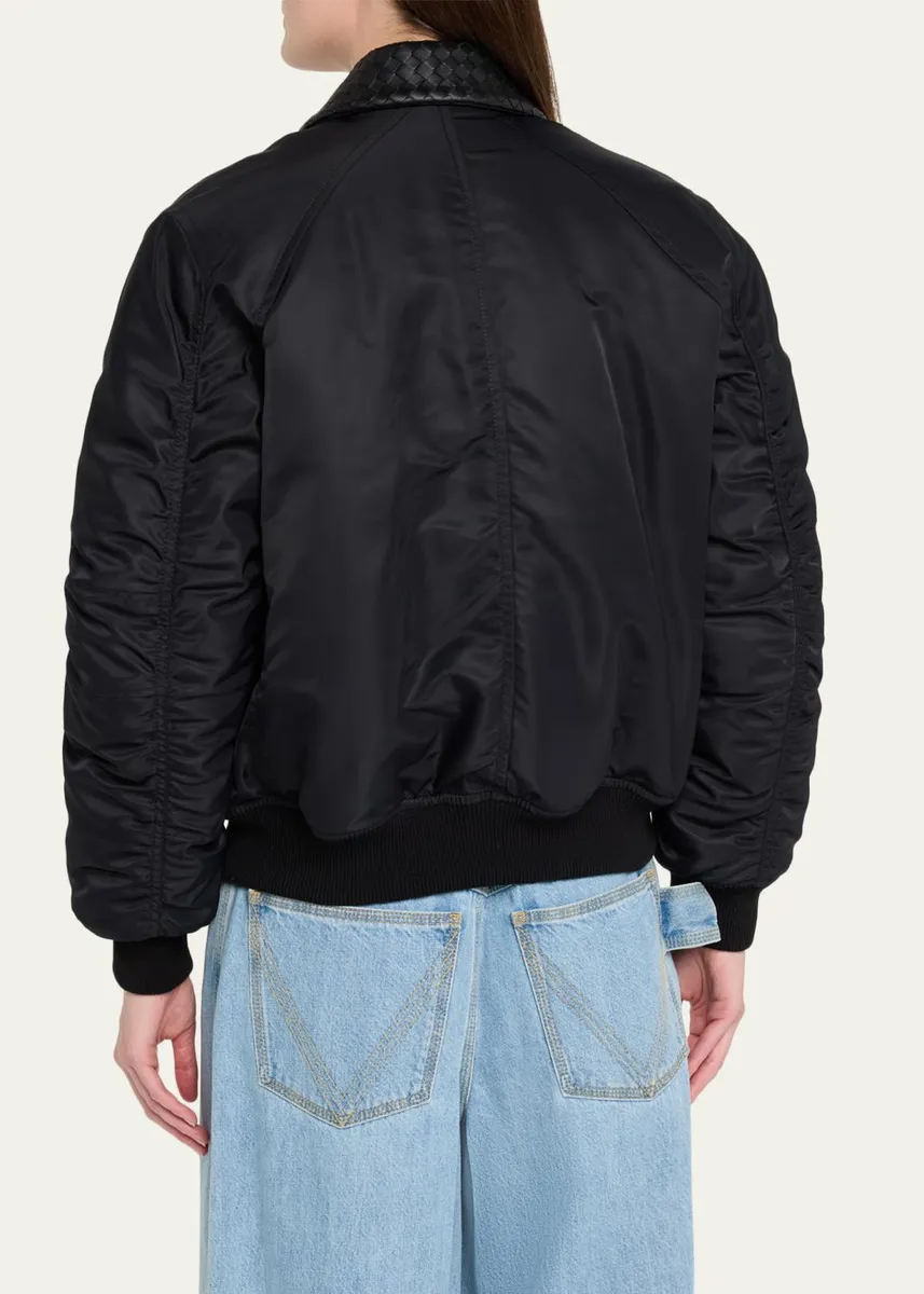 Bottega Veneta Intrecciato Collar Blouson Bomber Jacket | Thumbnail 3