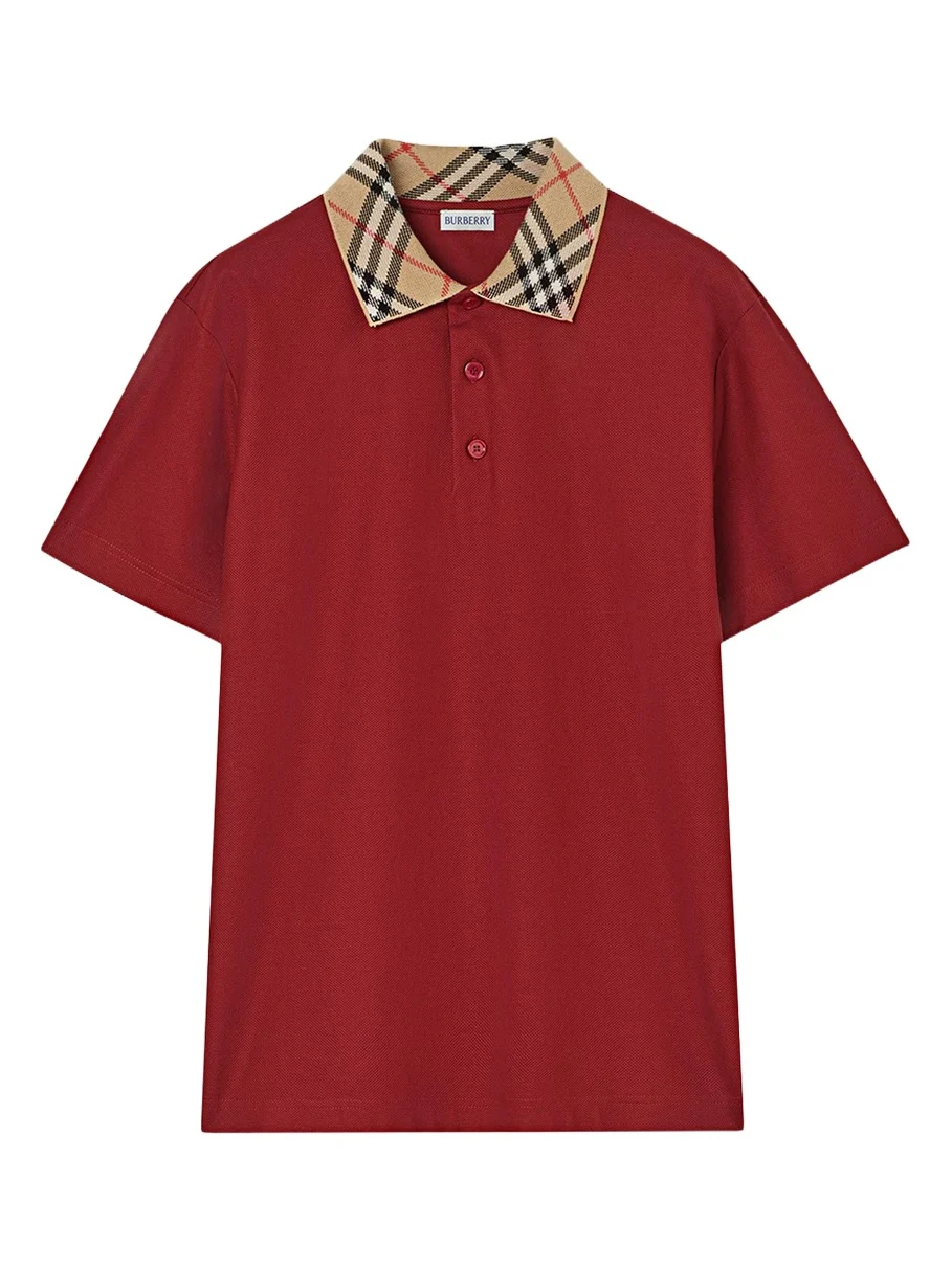 Burberry Men's Evan Check-Collar Cotton Polo Shirt