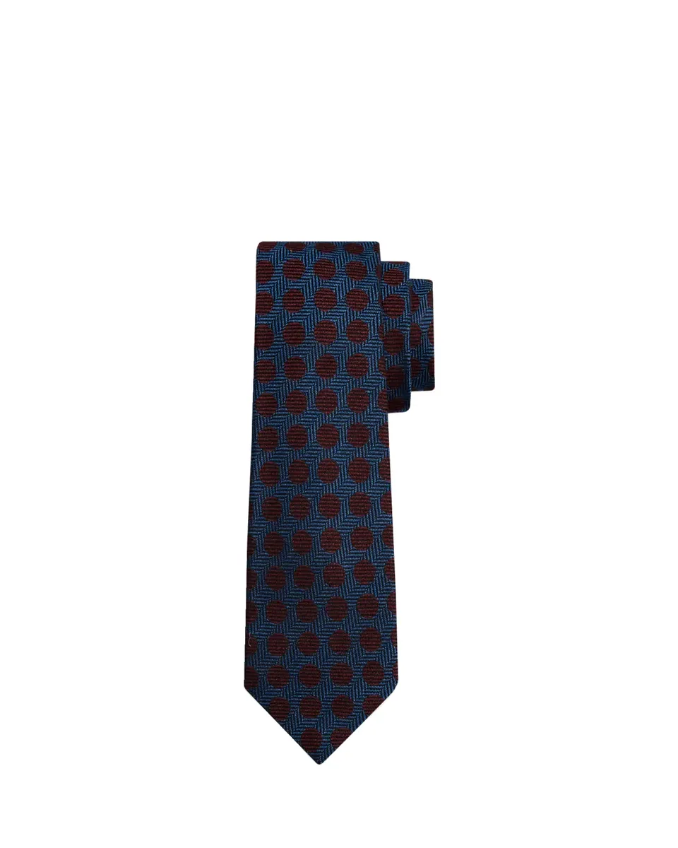Kiton Men's Herringbone Polka Dot Silk Sevenfold Tie | Thumbnail 2 Kiton Men's Herringbone Polka Dot Silk Sevenfold Tie | Thumbnail 2