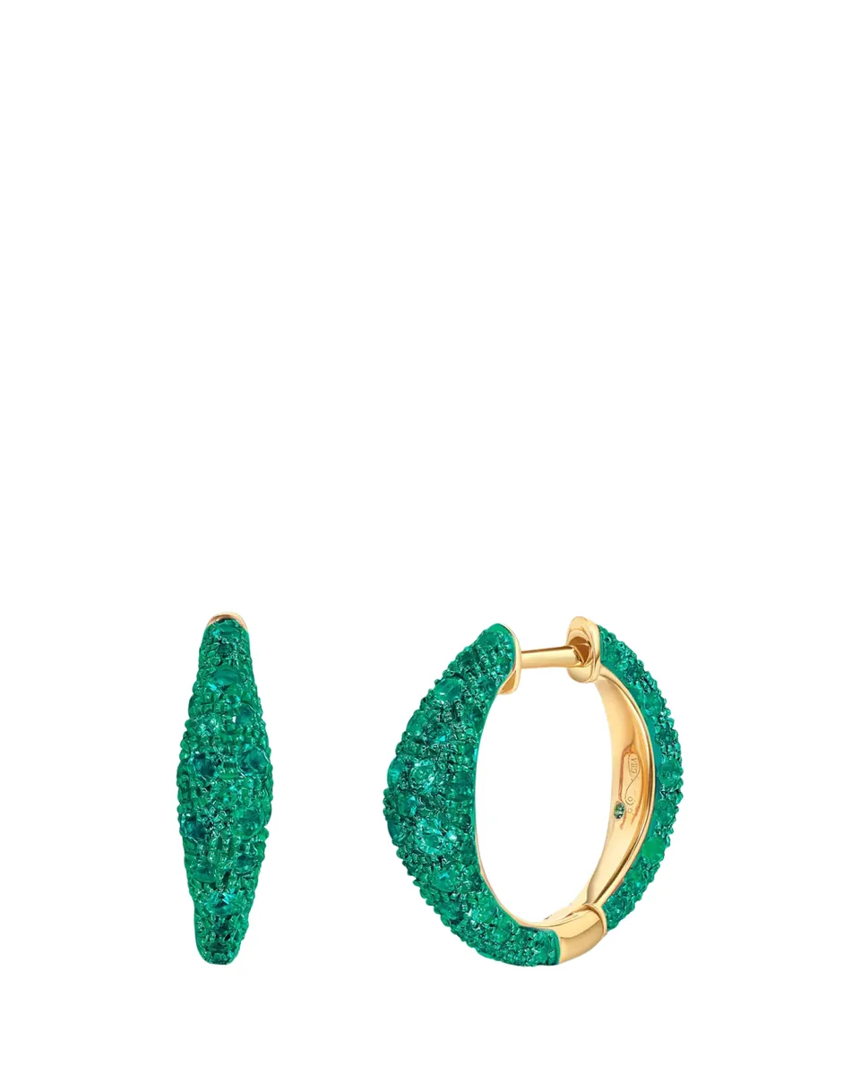 Graziela Gems 18K Emerald Bahia Hoop Earrings | Thumbnail 2 Graziela Gems 18K Emerald Bahia Hoop Earrings | Thumbnail 2