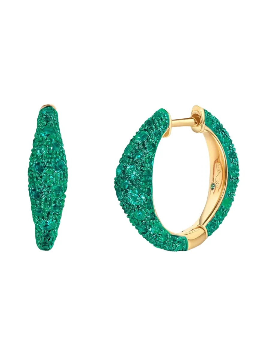 Graziela Gems 18K Emerald Bahia Hoop Earrings