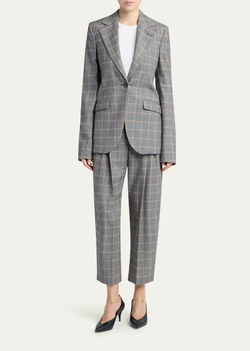 Stella McCartney Slim Checked Single-Breasted Blazer Jacket | Thumbnail 2 Stella McCartney Slim Checked Single-Breasted Blazer Jacket | Thumbnail 2