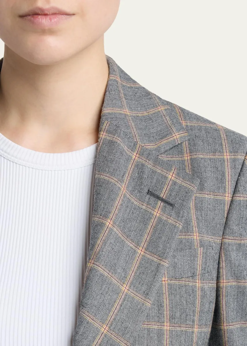 Stella McCartney Slim Checked Single-Breasted Blazer Jacket | Thumbnail 5 Stella McCartney Slim Checked Single-Breasted Blazer Jacket | Thumbnail 5