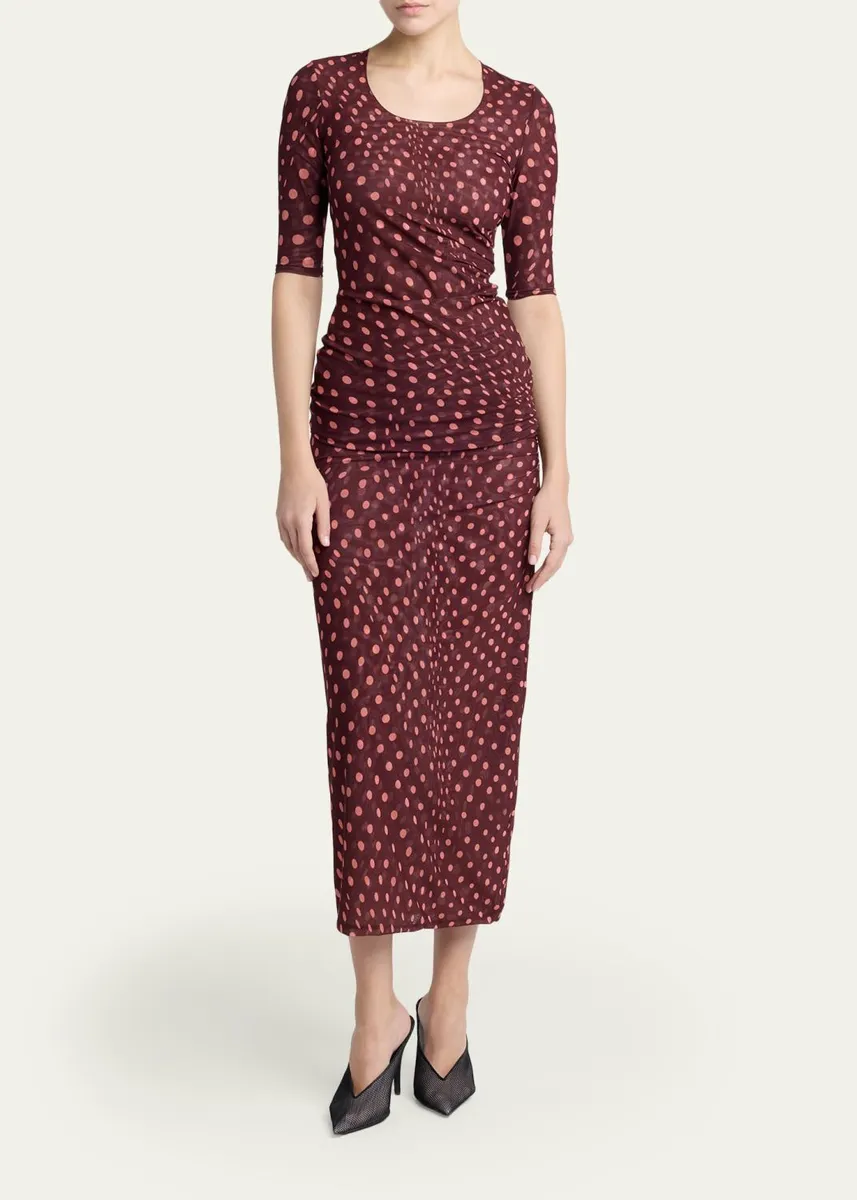 Stella McCartney Polka Dot Mesh Ruched Midi Skirt | Thumbnail 2 Stella McCartney Polka Dot Mesh Ruched Midi Skirt | Thumbnail 2