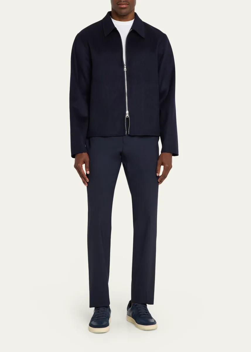 OFFICINE GÉNÉRALE Men's Split Wool Double-Zip Bomber Jacket | Thumbnail 2