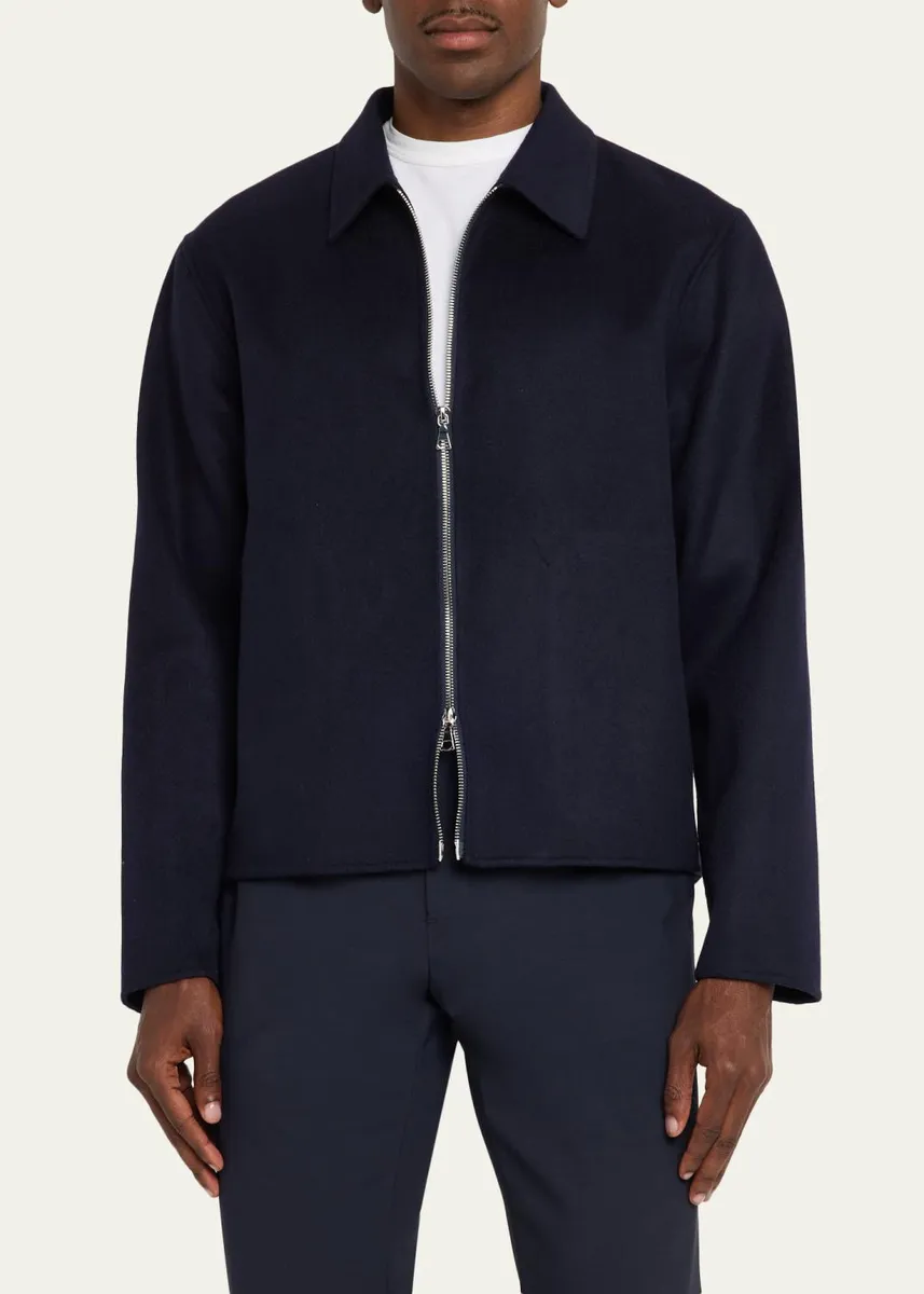 OFFICINE GÉNÉRALE Men's Split Wool Double-Zip Bomber Jacket | Thumbnail 4