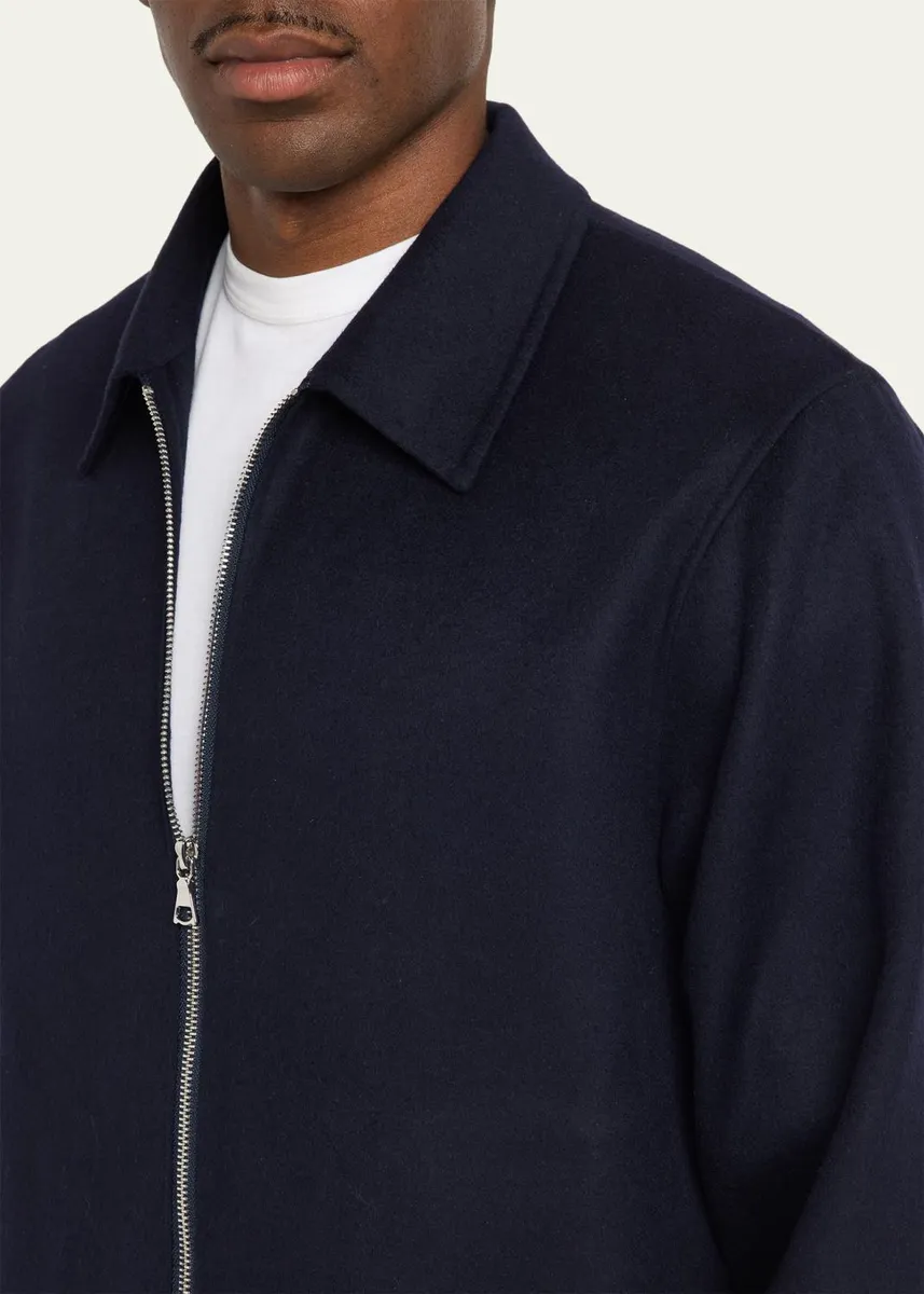 OFFICINE GÉNÉRALE Men's Split Wool Double-Zip Bomber Jacket | Thumbnail 5