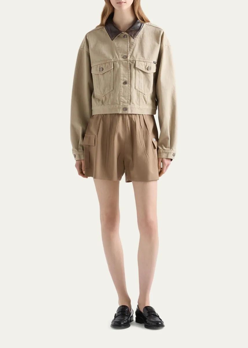 Prada Cropped Old Denim Jacket | Thumbnail 2 Prada Cropped Old Denim Jacket | Thumbnail 2