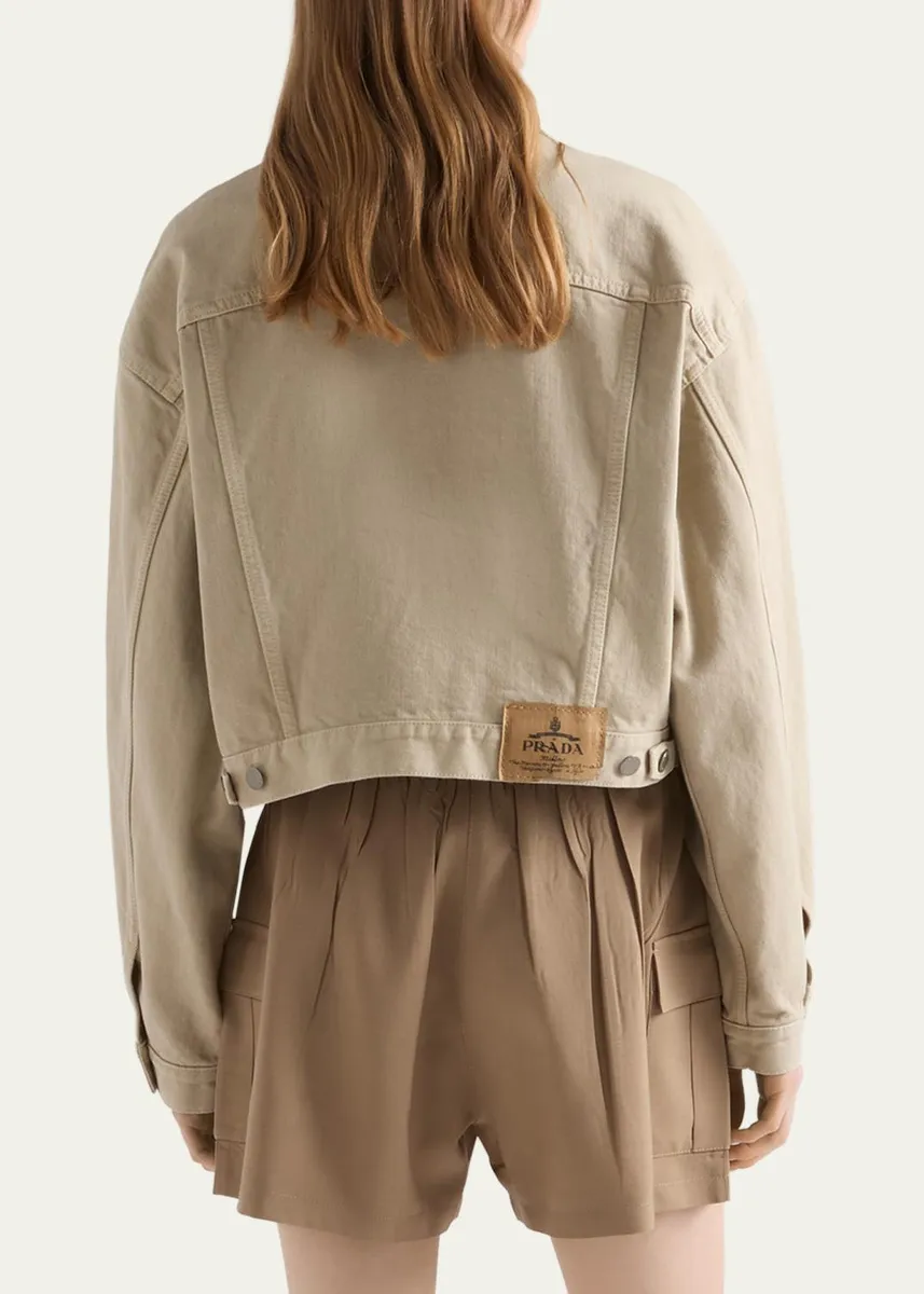 Prada Cropped Old Denim Jacket | Thumbnail 3 Prada Cropped Old Denim Jacket | Thumbnail 3
