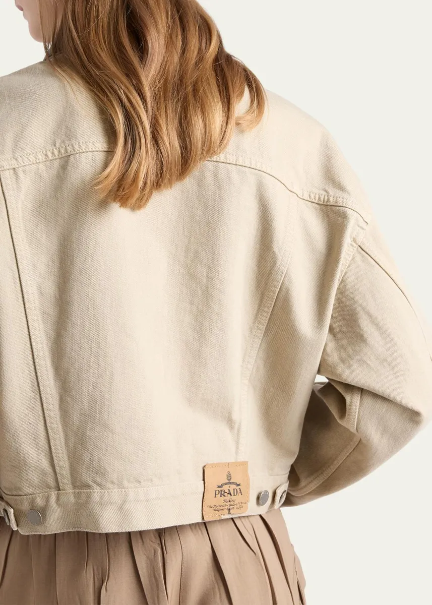 Prada Cropped Old Denim Jacket | Thumbnail 5 Prada Cropped Old Denim Jacket | Thumbnail 5