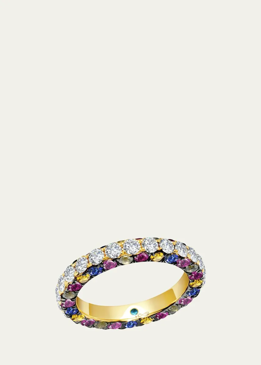 Graziela Gems Rainbow Gem and Diamond 3-Sided Band Ring | Thumbnail 3 Graziela Gems Rainbow Gem and Diamond 3-Sided Band Ring | Thumbnail 3
