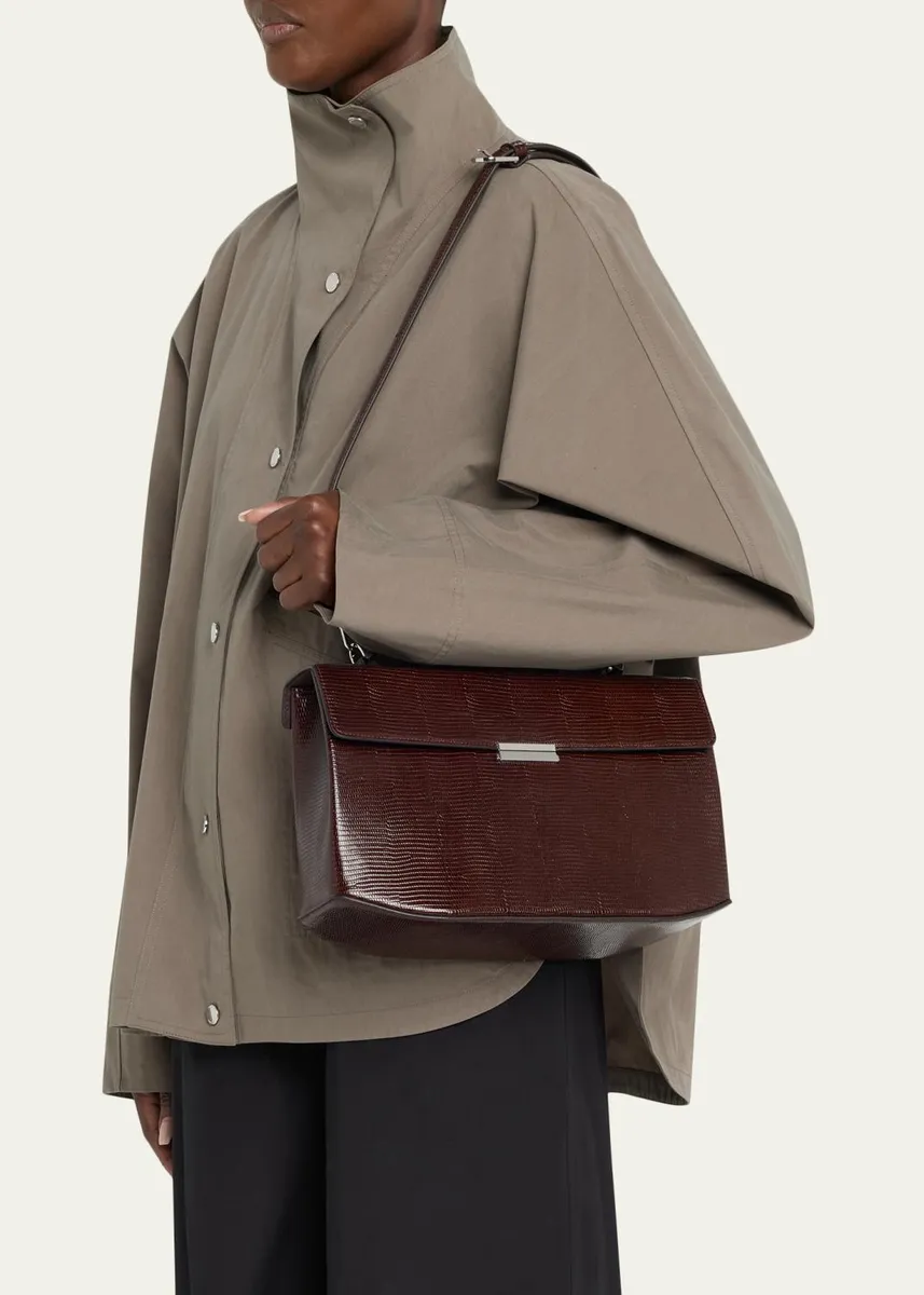 TOTEME Clip Lizard-Embossed Top-Handle Bag | Thumbnail 2